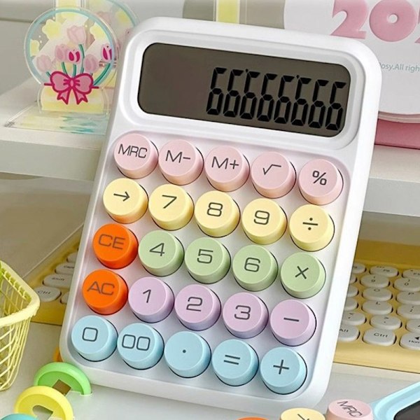 n Kawaii Miniräknare Tecknad Godisfärg Tyst Mekaniskt Tangentbord gul yellow Onesize