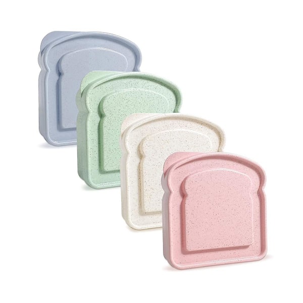 4 Lunchlåda-smörgåsbehållare, återanvändbara smörgåsbehållare, smörgåshållare bröd c