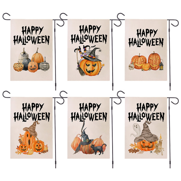 Halloween puutarhabanneri 12" x 18" pystysuora kaksipuolinen syksyinen kurpitsa kummituskissa Pieni Halloween-banneri säkkikangas B-007 12" x 18"