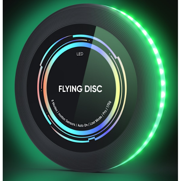 Latautuva LED-Frisbee - 175G-RGB - Älykäs Tila - Automaattinen Syttyminen - Hauska Lahja Syntymäpäiville ja Leirintäalueille - Satunnaisia UFO-Kuvioita green