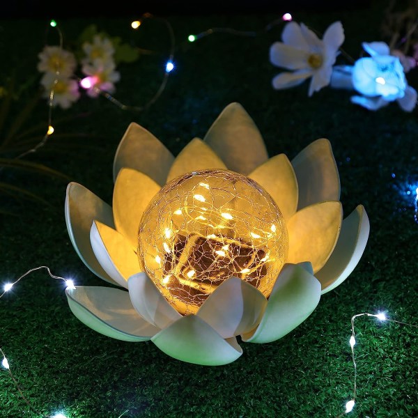 Solar Lotus Flower Lamp, Utendørs Hage Solar Lanterns