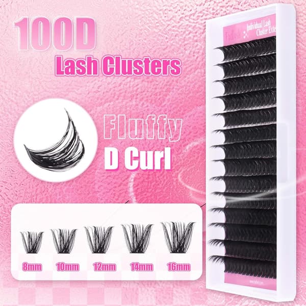 Clusterfransar DIY Individuella 100D 07D Curl 8-16mm Fransförlängning No tools