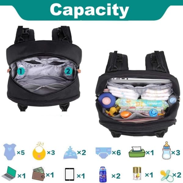 Diaper Bag Backpack with Portable Changing Pad for Moms and Dads Dark Grey-FF- dark grey