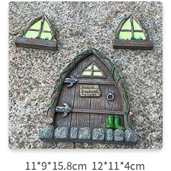 Miniatyr Fairy Gnome Hjem Vindu og Dør for Trær Dekorasjon