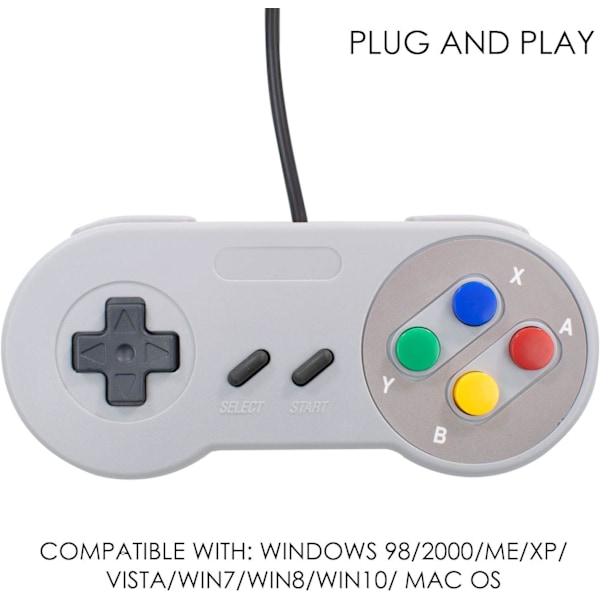 2-pack Snes/NES-jäljitelmä USB-ohjain - Klassinen retro-peliohjain