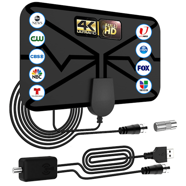 2024 Digital TV-antenn: HD inomhusstöd 4K 1080p, 360° mottagning, signalförstärkare, 5 meter koaxialkabel