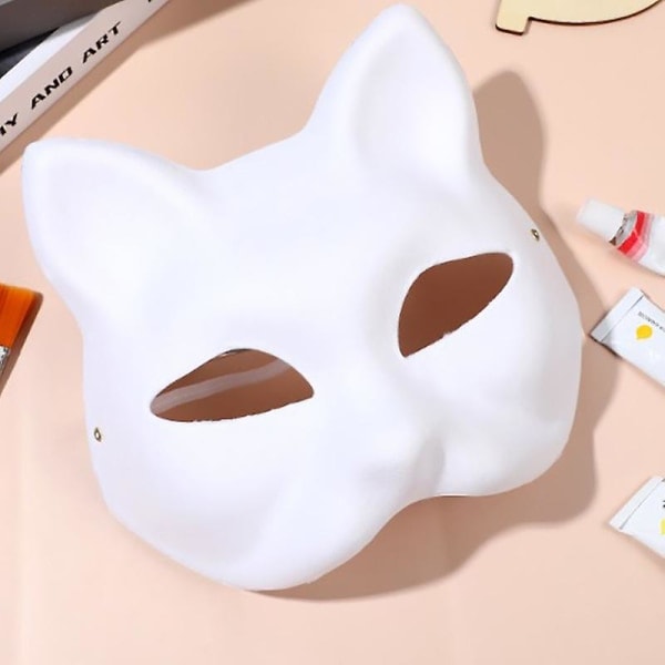 DIY Anime Rävar Mask Japansk Cosplay Rave Håndmalte Kattmasker Maskerade