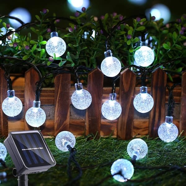 Solar String Lights Outdoor - 50 LED 23ft Crystal Globe String L