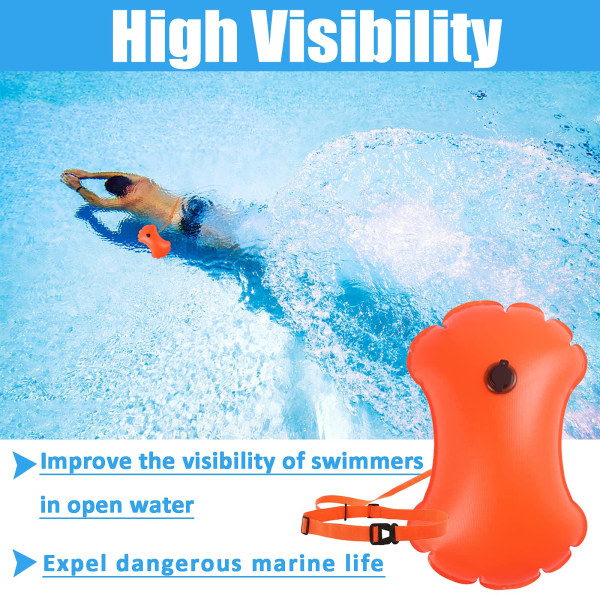 Oppustelig svømmebøje Synlig svømmeboble Vandtæt sikkerhedstaske med justerbart bælte til voksne børn Vild åbent vand svømning