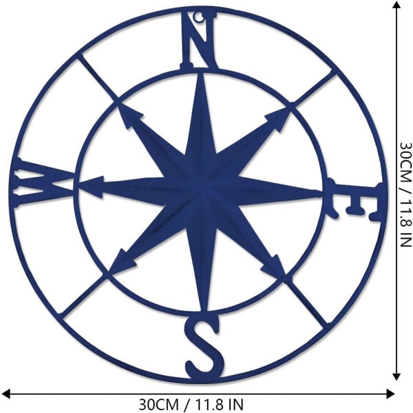 Distressed Metal Compass Vægdekor Nautical Decor Soveværelse