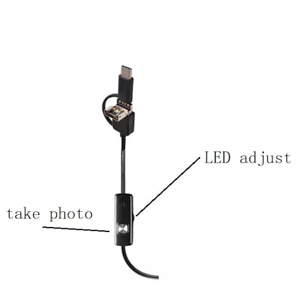 Endoskop inspeksjonskamera med USB/USB-C Sort