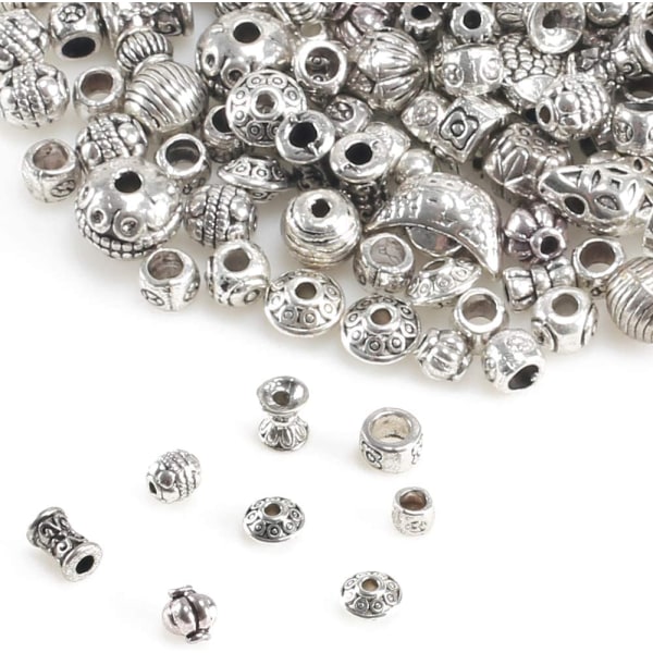 Spacer Beads Silver 100g Mixed Metal Spacer Beads for Creation