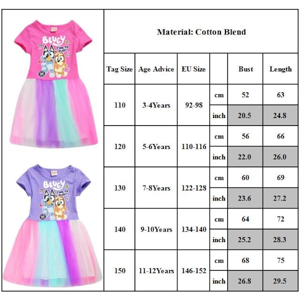Bluey Prinsessa Cosplay Klänning Flickor Rollspel Kostym Födelsedagsfest Scenframträdande Barn Karneval Fina Kläder Ros Röd Rose red 120cm