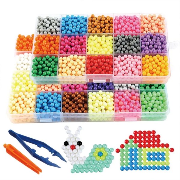 Waterbeads-kit med vandpärlor i 24 farver, 3000 dele