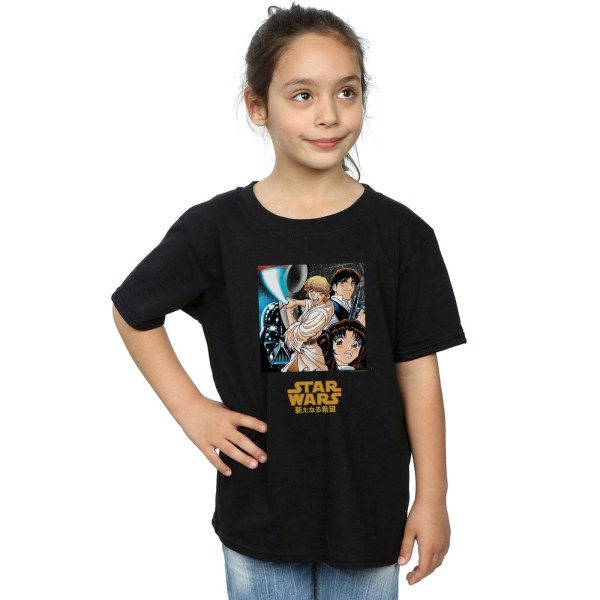 Star Wars Girls Anime Juliste T-paita puuvillaa 12-13 vuotta musta musta 12-13 vuotta