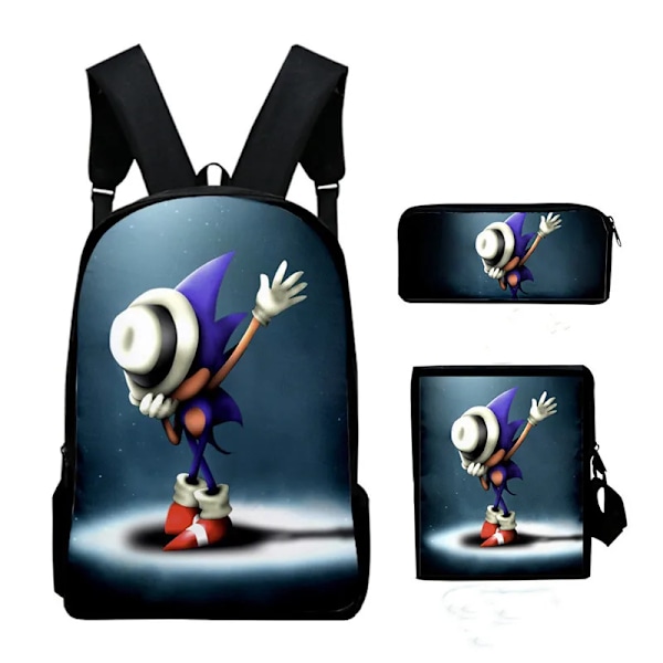 3 st 3D-tryckt Super SONIC Ryggsäck Axelväskor Etui TC-27