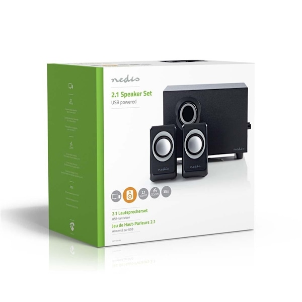 Nedis PC-högtalare | 2.1 | 33 W | 3,5 mm hane | USB-ström | Volymkontroll 1720