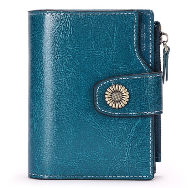 Liten lommebok for kvinner RFID Bifold-lommebøker for damer (blå)
