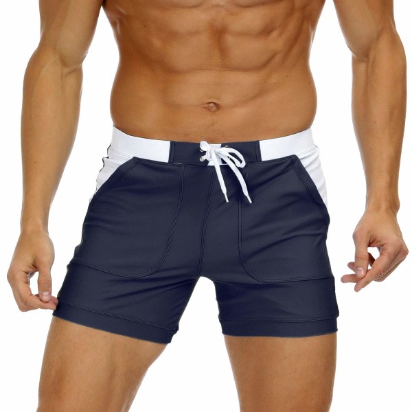 Hurtigtørrende badeshorts for menn Beach Short Board Spa-bukser Stretchy gymshorts med justerbar snøring (34，L）