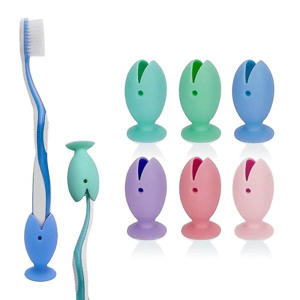 Case i silikon med sugkopp, 6-pack barntandborsthållare, bärbara tandborsthuvuden