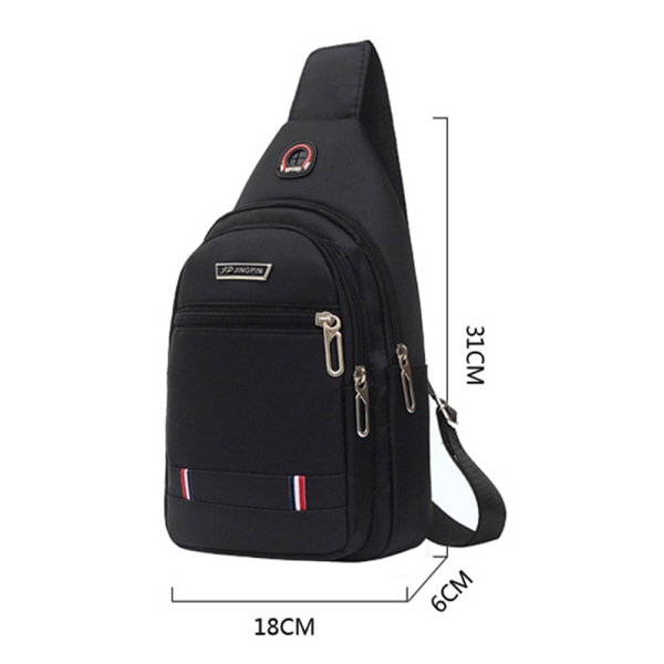 Lille brysttaske til mænd, afslappet sports skuldertaske, crossbody, bærbar med hovedtelefonstik Black