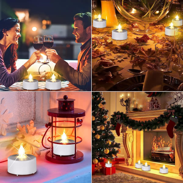 Akku flamlösa värmeljus: LED flimrande sähköinen votivljus 24 kpl realistinen och ljusa för säsong