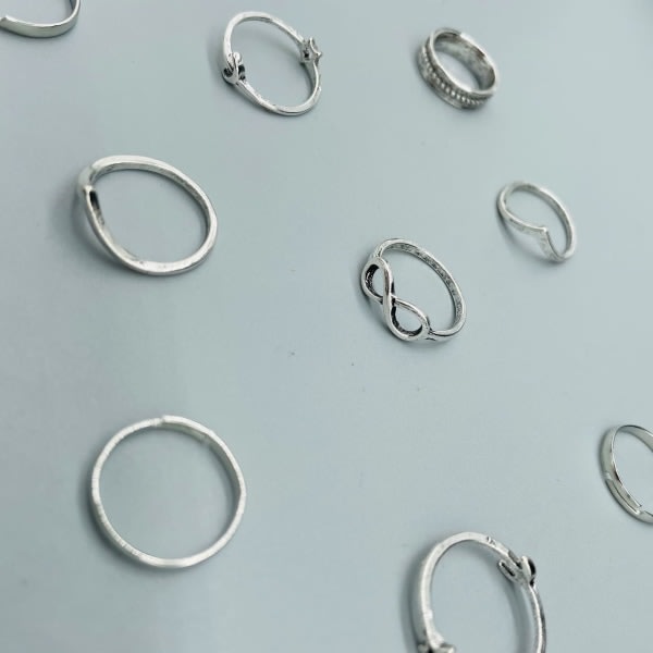 Retro Simple Geometric ins Fashion Star Ancient Silver Ring