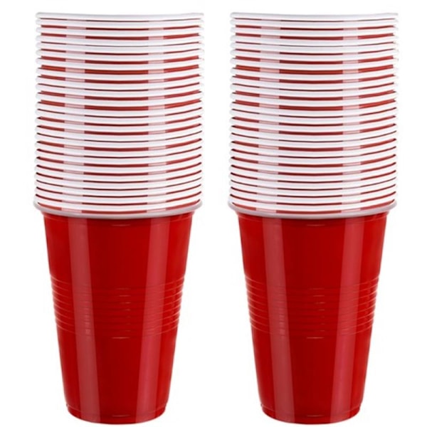 Beer Pong -peli juhliin - 50 muovikuppia ja 3 palloa red 598