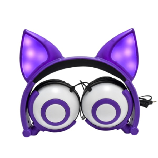 Lasten kuulokkeet suloisilla LED-vilkkuvilla violeteilla kissankorvilla