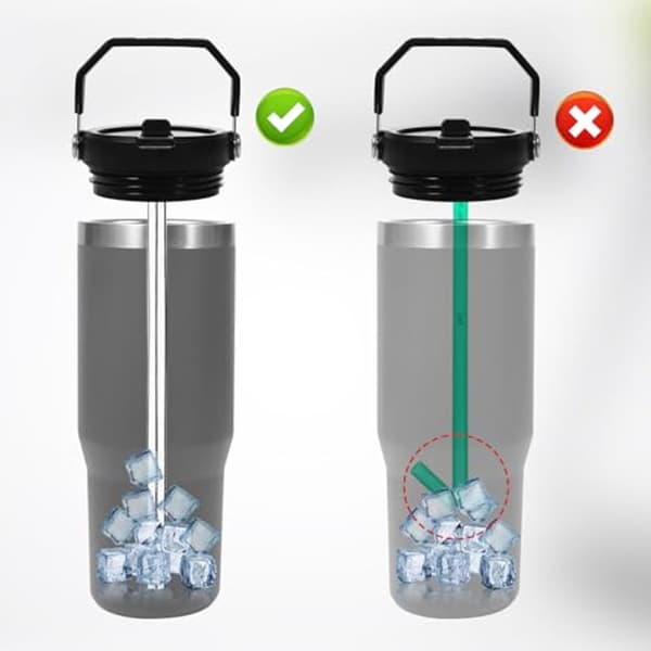 Sugrør i rustfrit stål, 6-pak med 2 børster til Stanley Iceflow Flip 30oz