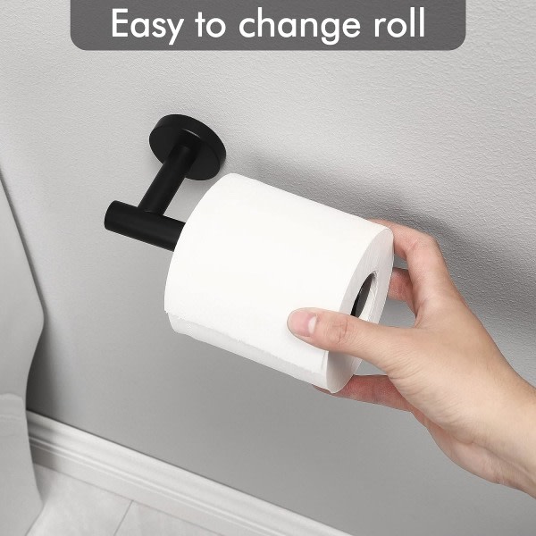 Vægmonteret toiletpapirholder for badeværelset, matsvart