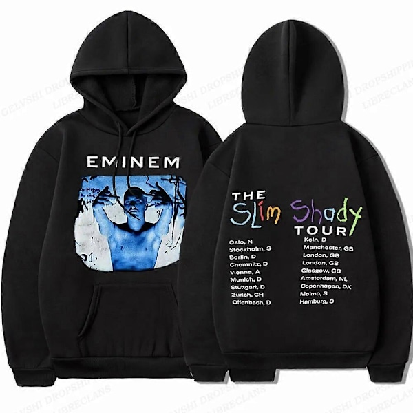 Hip Hop Eminem Hoodie Män Kvinnor Mode Hoodies Barn Hoodies Kvinnor Tröjor Pojke Coats Slim Shady Tröjor Rappare Kläder Punk 2DF504430-Svart[HK] S