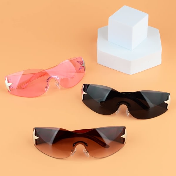 3 stk innfestede solbriller Solbriller Wrap Punk One Piece solbriller Nye solbriller Retro sykling For menn kvinner utendørs sport