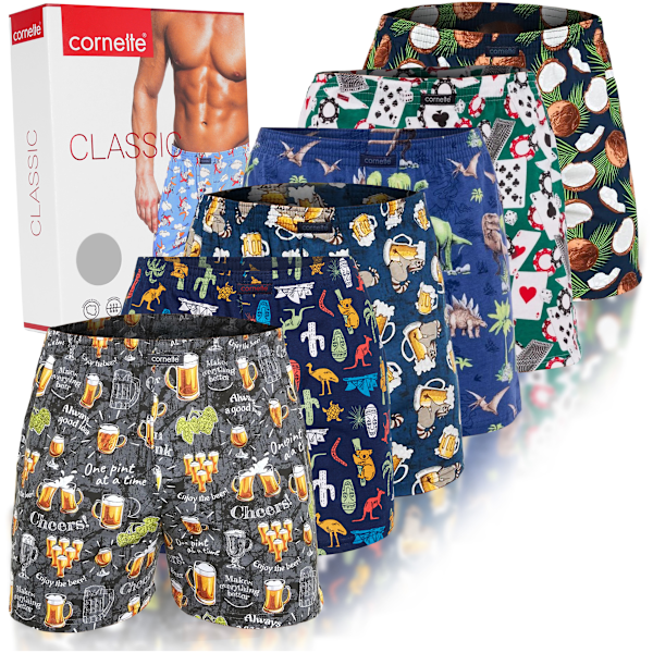 Cornette 100% Bomulls Boxerkalsonger för Män - 6-pack - Luftig - Lös - Mjuk - Boxershorts Herr Bomullsunderkläder L