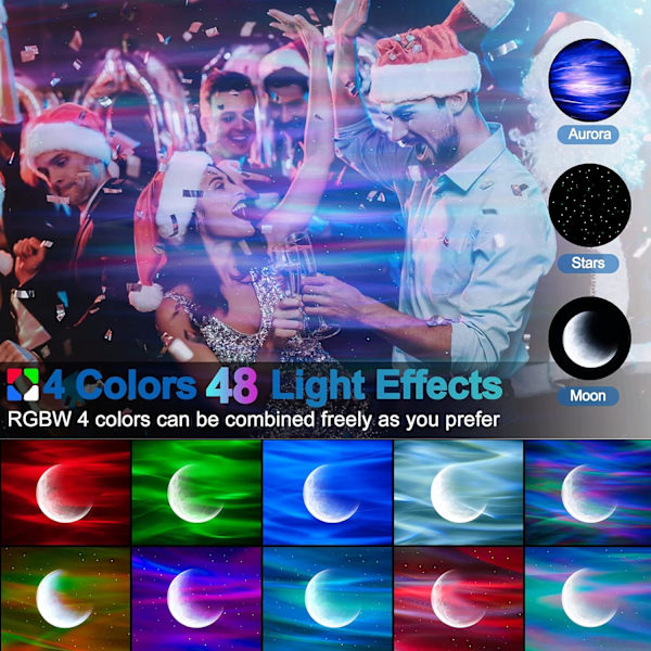 Stjärnprojektor Aurora Borealis Stjärnprojektorlampa LED Nattlampa-XF4-
