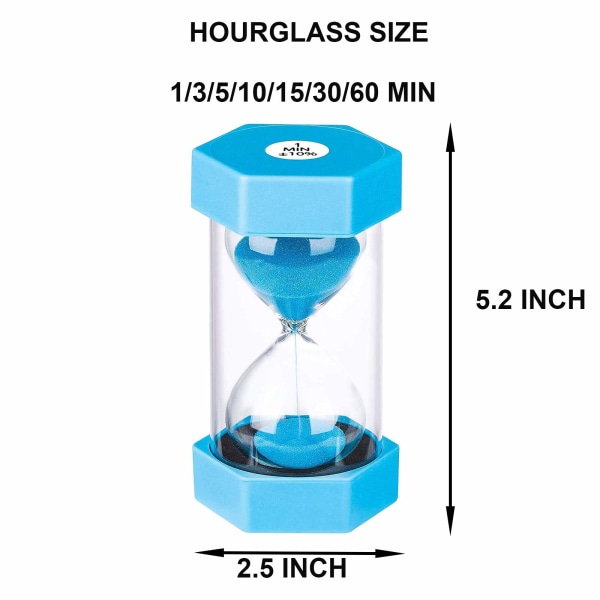 Timglassandtimer 60 minuter: Plastsandklocka, jätteblå