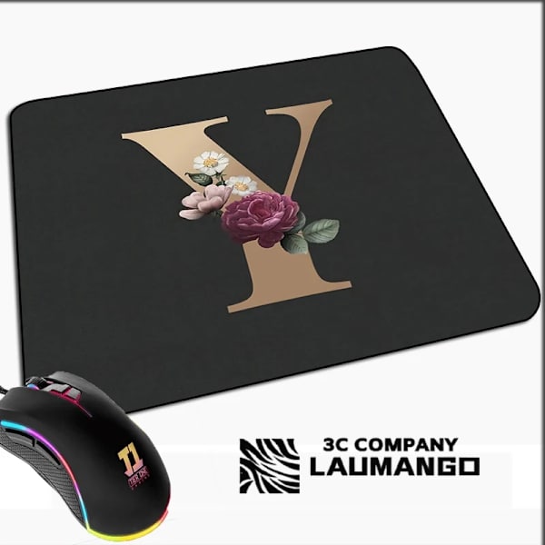 Lille Spillemusmåtte Gylden Initial Navn Mønster Kawaii Musmåtte Gamer Mini Computer Anime Måtte Gummimåtte Pc Tilbehør Måtter GG002053 GG002053 40x50cm