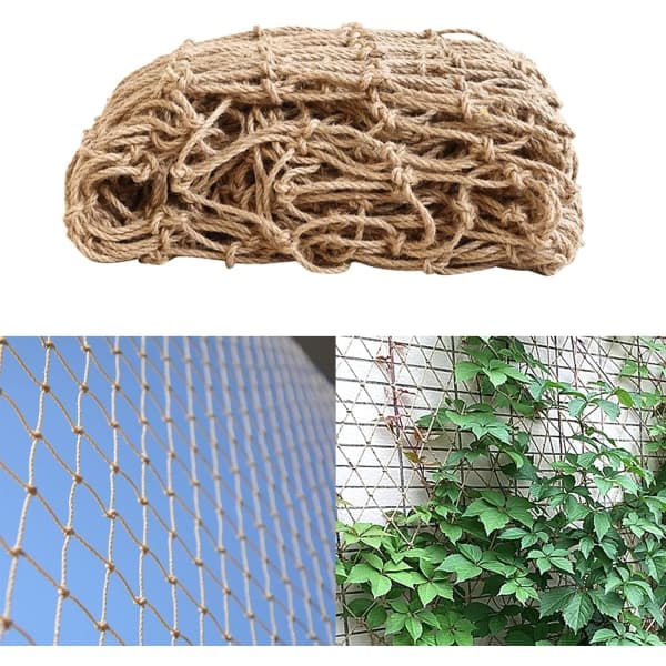 Plant Supporting Net, Compostable Natural Jute Garden Net for Climbing Plants, 2m*5m