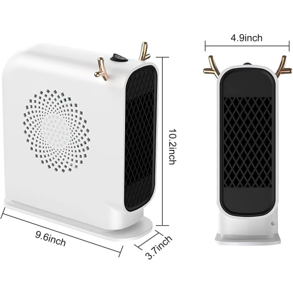 Värmare Ekonomisk elektrisk värmefläkt, 500W värmefläkt, överhettningsskydd Kylare Mobil kontorsvärmare för hemmakontor i badrum (Vit)
