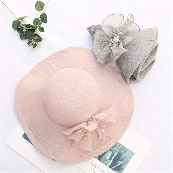 Dame foldbar sommer solhat, unisex foldbar hat, velegnet til sommer, strand, kirke, fester.