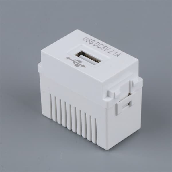 USB-strømadaptermodul 220V 5V Transformator Vægstik Hvid-FF-