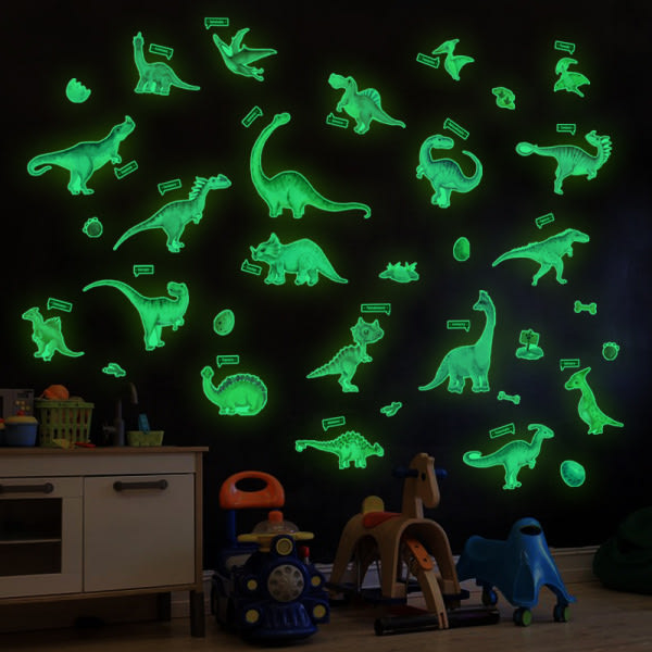 Børne lysende dinosaurer vægklistermærker Lysende dinosaur væg Sti