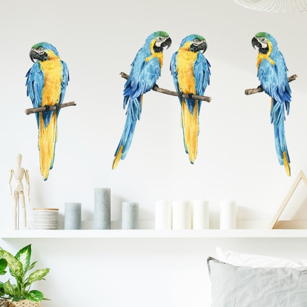 Värilliset Papukaija seinätarrat Makuuhuoneen seinätaidemaalaukset (koko: 80cm x 39cm)