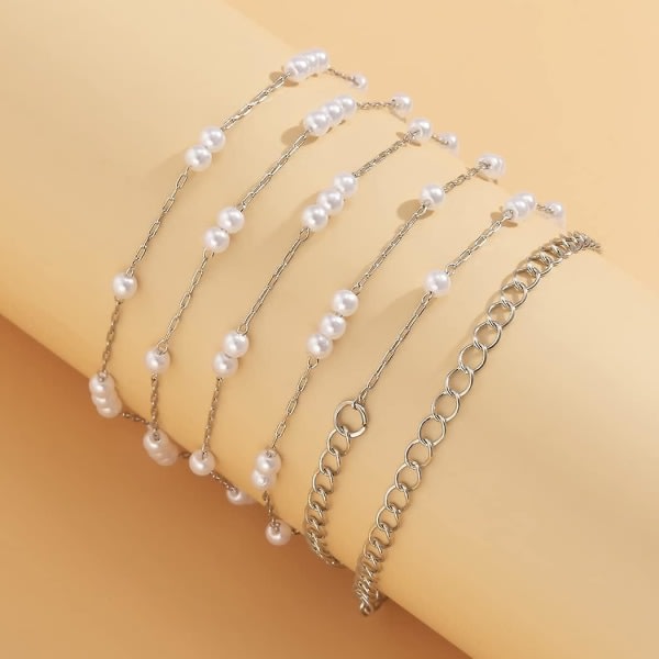 Boho Mavekæde Sølv Taljekæde Perler Taljekæde Pearl Body Chain smykker til kvinder og piger