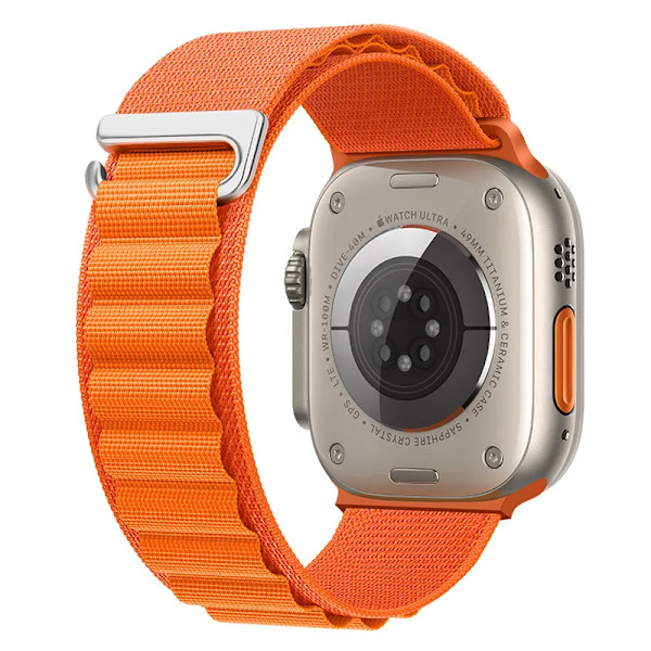 Alpine Loop Nylon Armband för Apple Watch 49mm 42mm 44mm 45mm 41mm 40mm 38mm Rem för iWatch Series Ultra 2/SE/9/8/7/6/5/4/3 Orange 38mm 40mm 41mm Orange