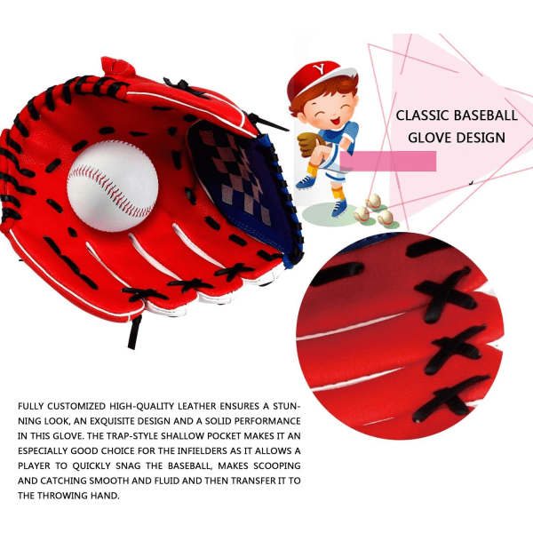 Baseballhandske Softbollshandskar med baseball PU-läder Justerbar och bekväm, vuxen- och ungdomsstorlekar – högerhandskast-12,5 tum