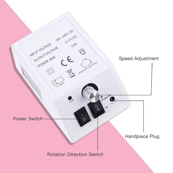 Elektrisk negleboremaskin manikyr pedikyrpleiesett, Mini negle