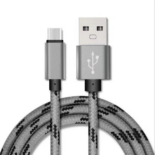 2m USB Snabbladdningskabel Typ C Datakabel för Samsung S21 S22 S23 Grå
