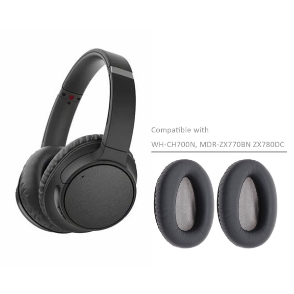 1 par ørepuder, der er kompatible med Sony WH-CH700N CH700 hovedtelefoner, udskiftning af ørepuder Heaset reparationsdele sort