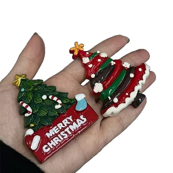 Julkylskåpsmagneter Set, Träd Tomte Snögubbe Ren Magnetisk Dekor för Högtiden Red Christmas tree